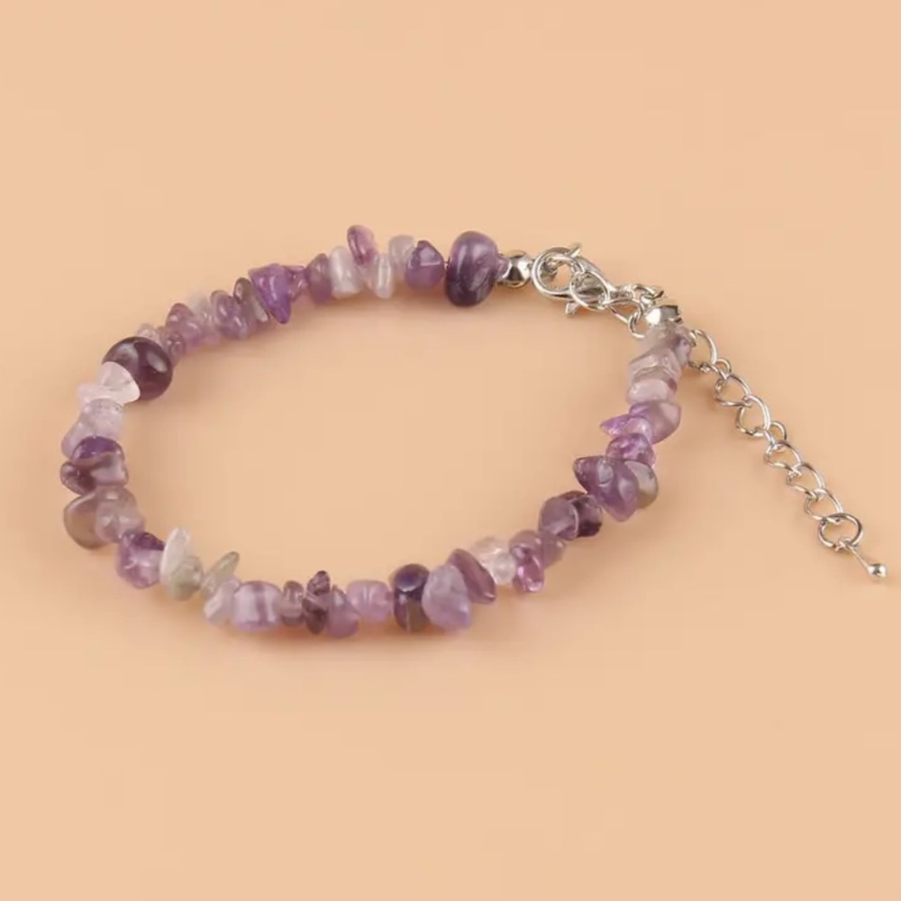 NEW Womens White Purple Crystal Natural Stone Bracelet
